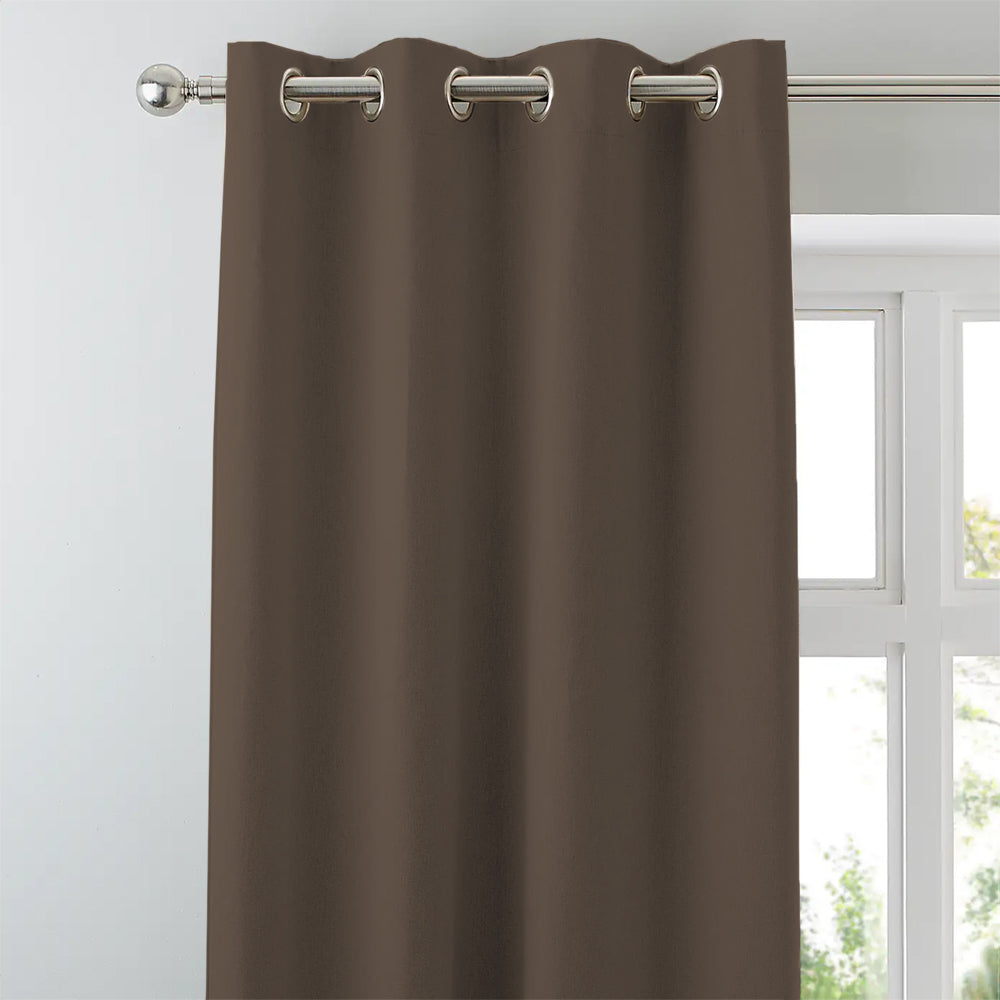 Jacquard Room Darkening Curtains in Penny Brown Set Of 2 - (P307)