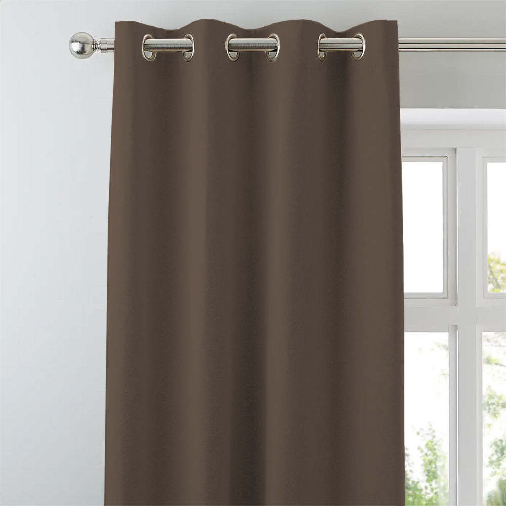 Jacquard Room Darkening Curtains in Penny Brown Set Of 2 - (P307)