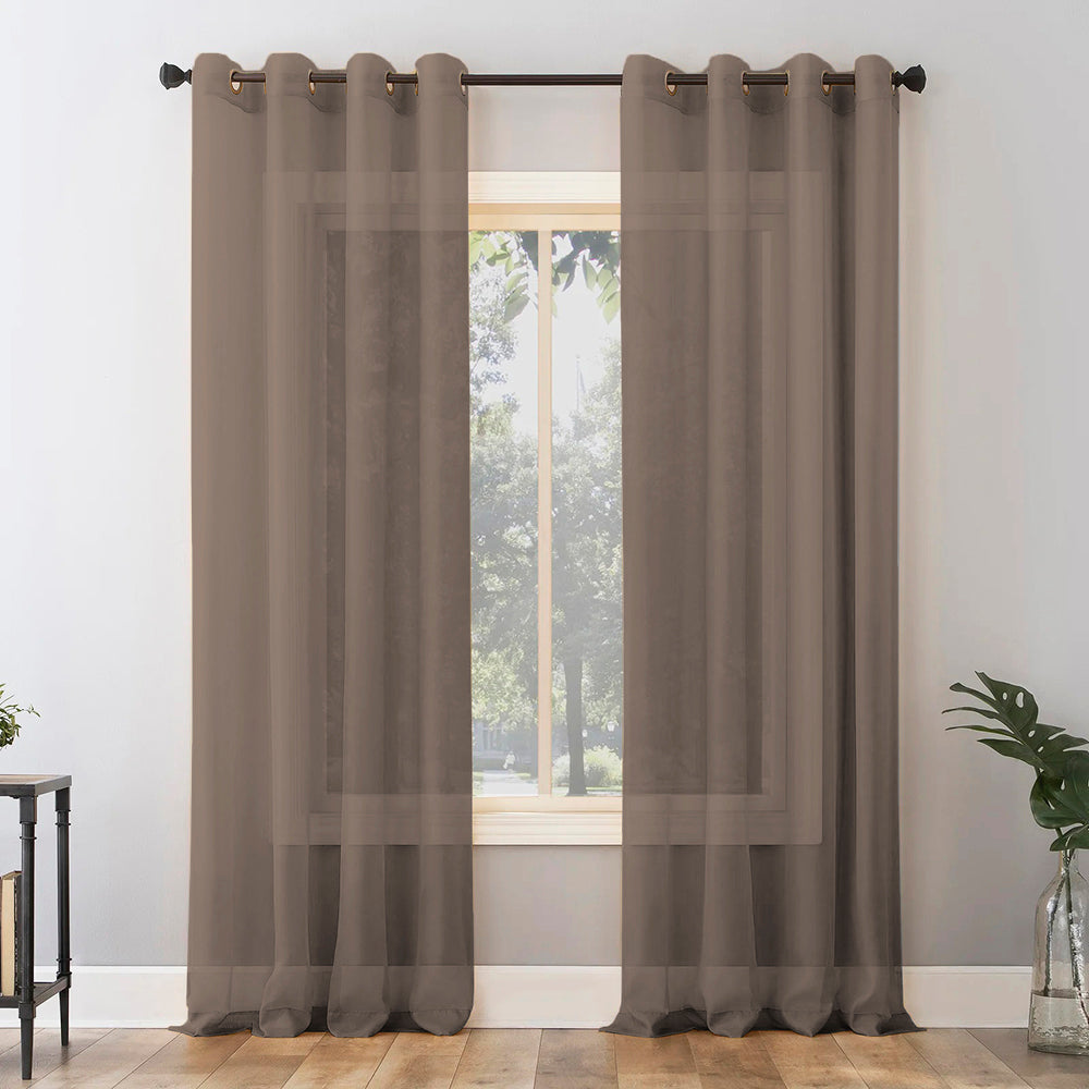 Jacquard Room Darkening Curtains in Penny Brown Set Of 2 - (P307)