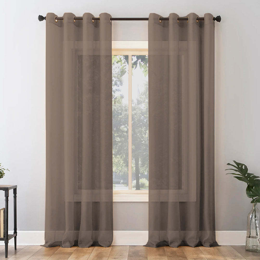 Jacquard Room Darkening Curtains in Penny Brown Set Of 2 - (P307)