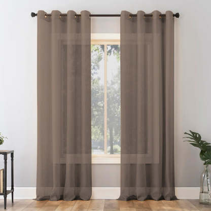 Jacquard Room Darkening Curtains in Penny Brown Set Of 2 - (P307)