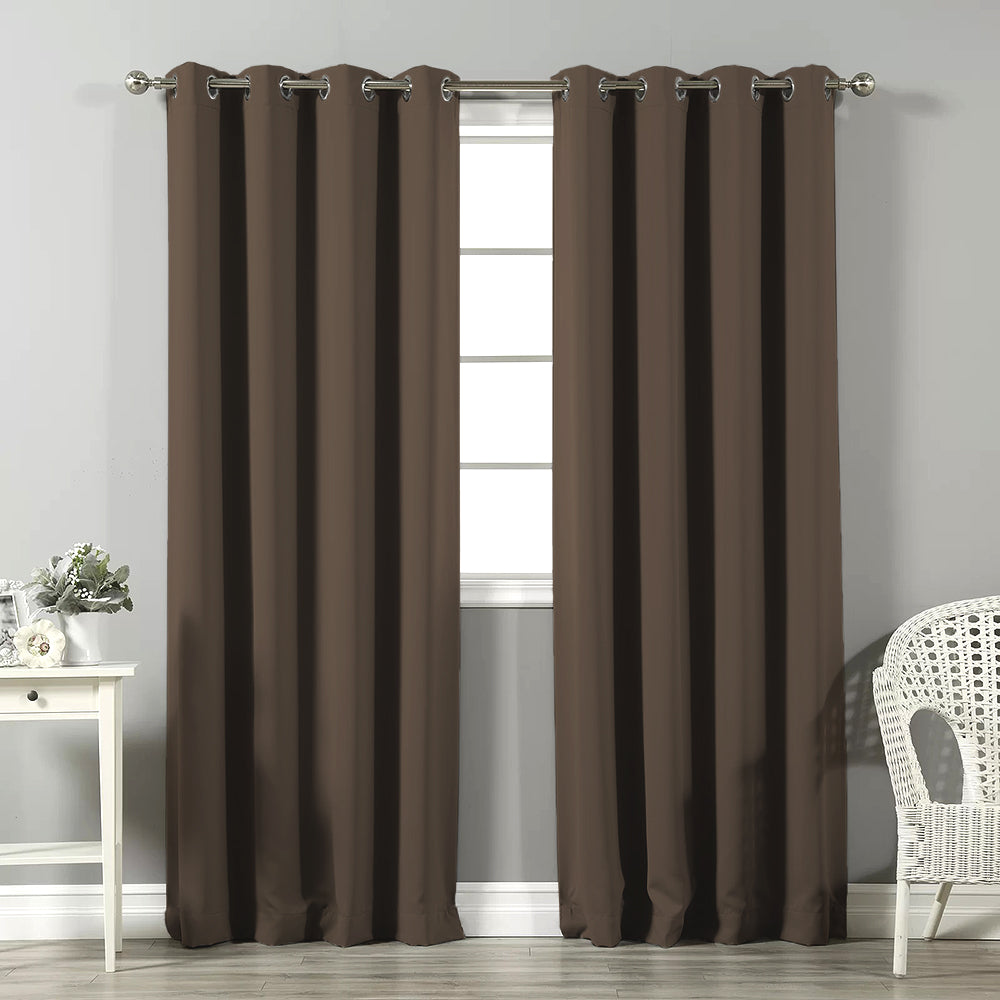 Jacquard Room Darkening Curtains in Penny Brown Set Of 2 - (P307)