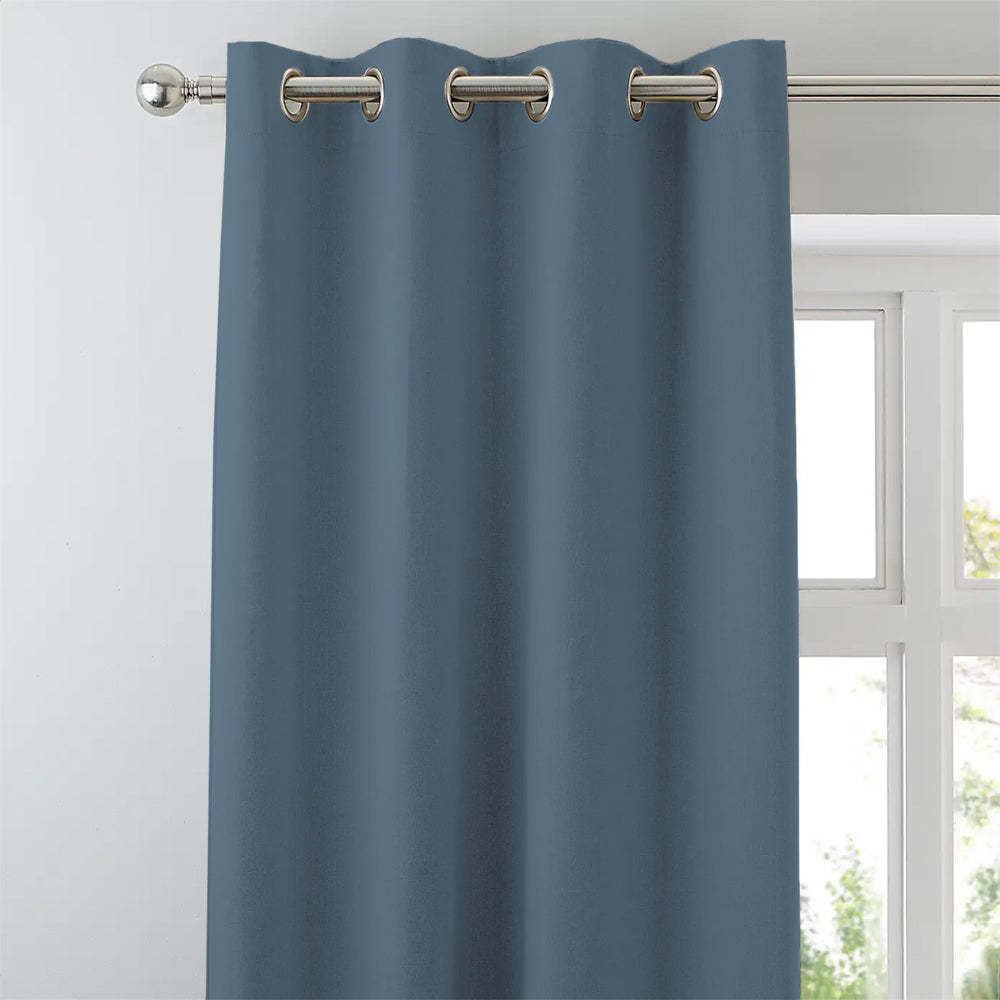 Jacquard Room Darkening Curtains in Queen Blue Set Of 2 - (P308)