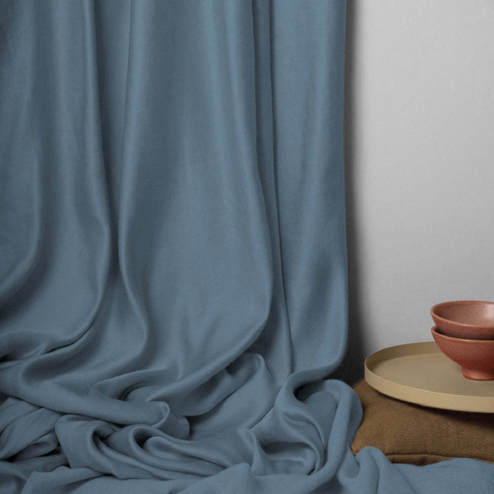 Jacquard Room Darkening Curtains in Queen Blue Set Of 2 - (P308)