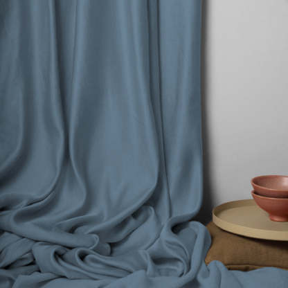 Jacquard Room Darkening Curtains in Queen Blue Set Of 2 - (P308)