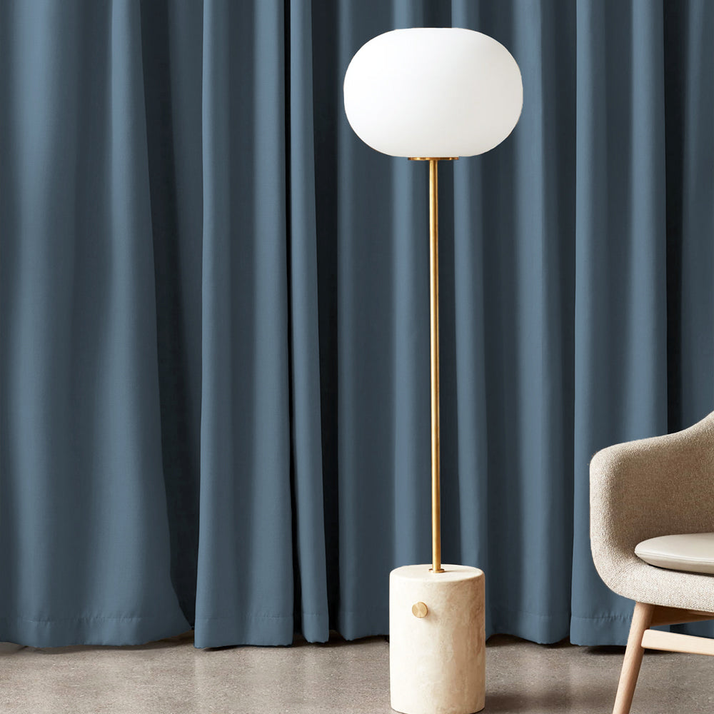 Jacquard Room Darkening Curtains in Queen Blue Set Of 2 - (P308)