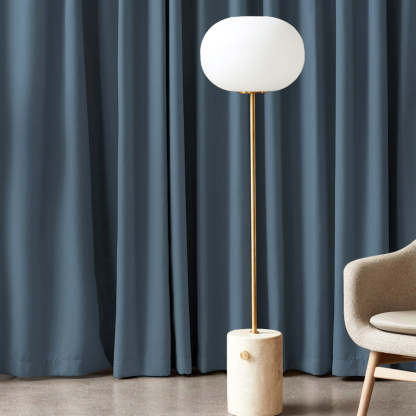 Jacquard Room Darkening Curtains in Queen Blue Set Of 2 - (P308)