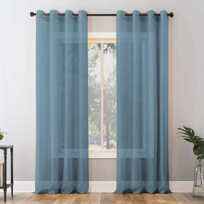 Jacquard Room Darkening Curtains in Queen Blue Set Of 2 - (P308)
