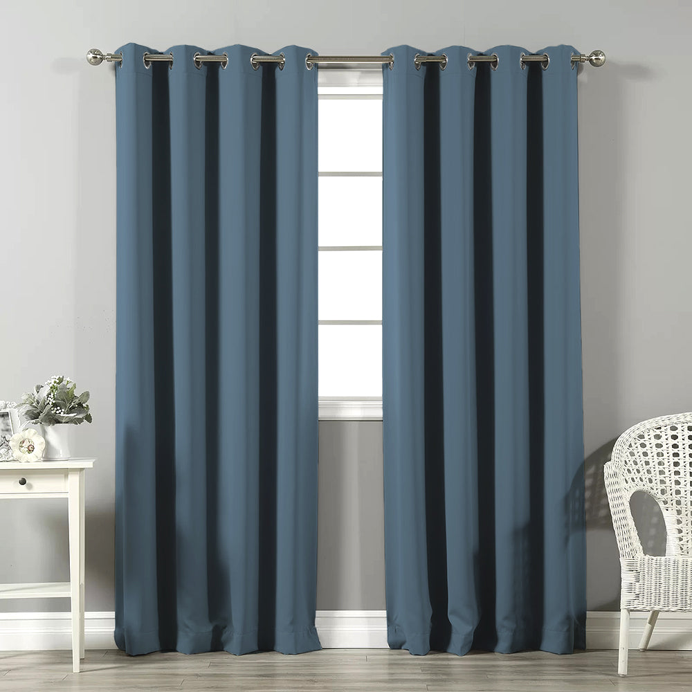 Jacquard Room Darkening Curtains in Queen Blue Set Of 2 - (P308)