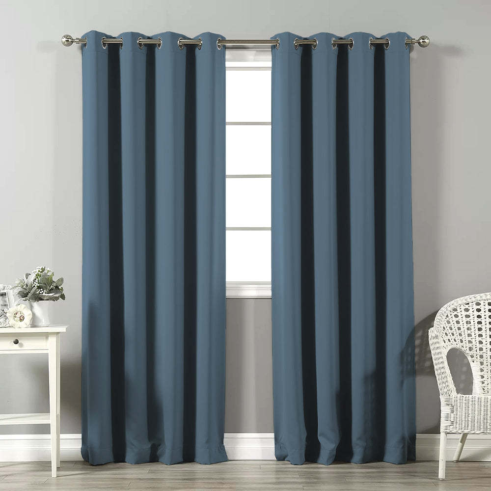 Jacquard Room Darkening Curtains in Queen Blue Set Of 2 - (P308)