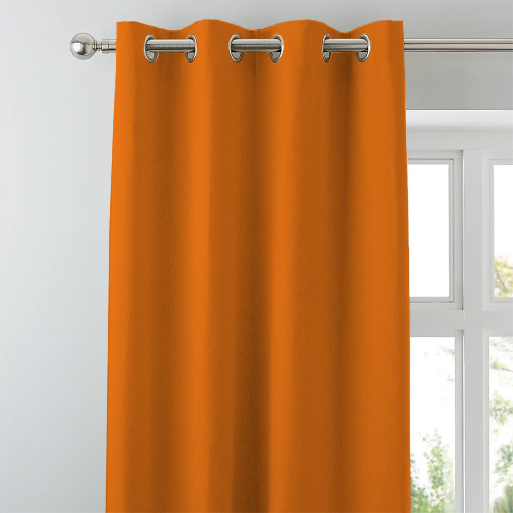 Jacquard Room Darkening Curtains in Pumkin Orange Set Of 2 - (P309)
