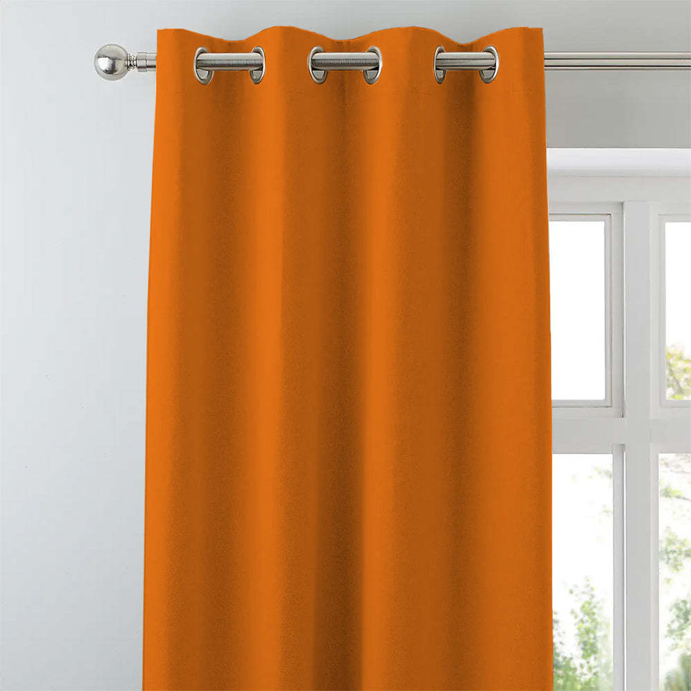 Jacquard Room Darkening Curtains in Pumkin Orange Set Of 2 - (P309)