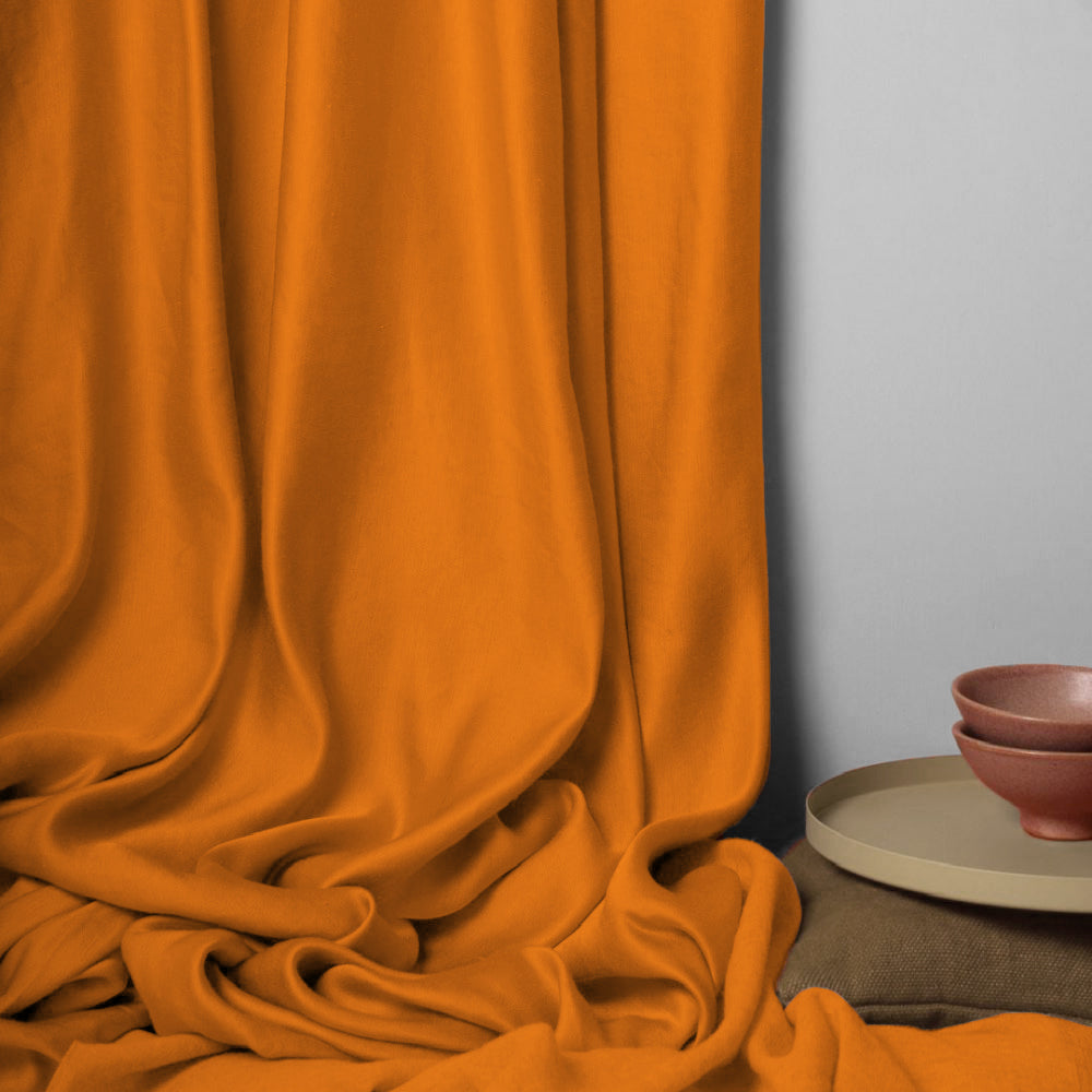 Jacquard Room Darkening Curtains in Pumkin Orange Set Of 2 - (P309)