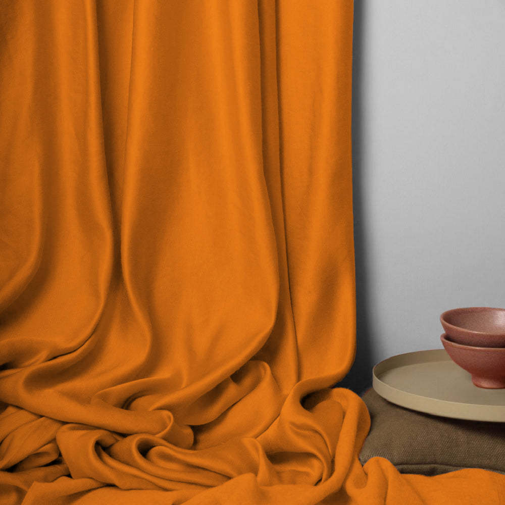 Jacquard Room Darkening Curtains in Pumkin Orange Set Of 2 - (P309)