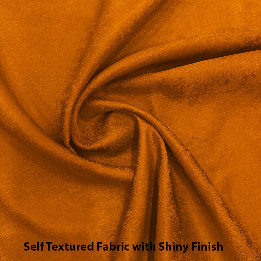 Jacquard Room Darkening Curtains in Pumkin Orange Set Of 2 - (P309)