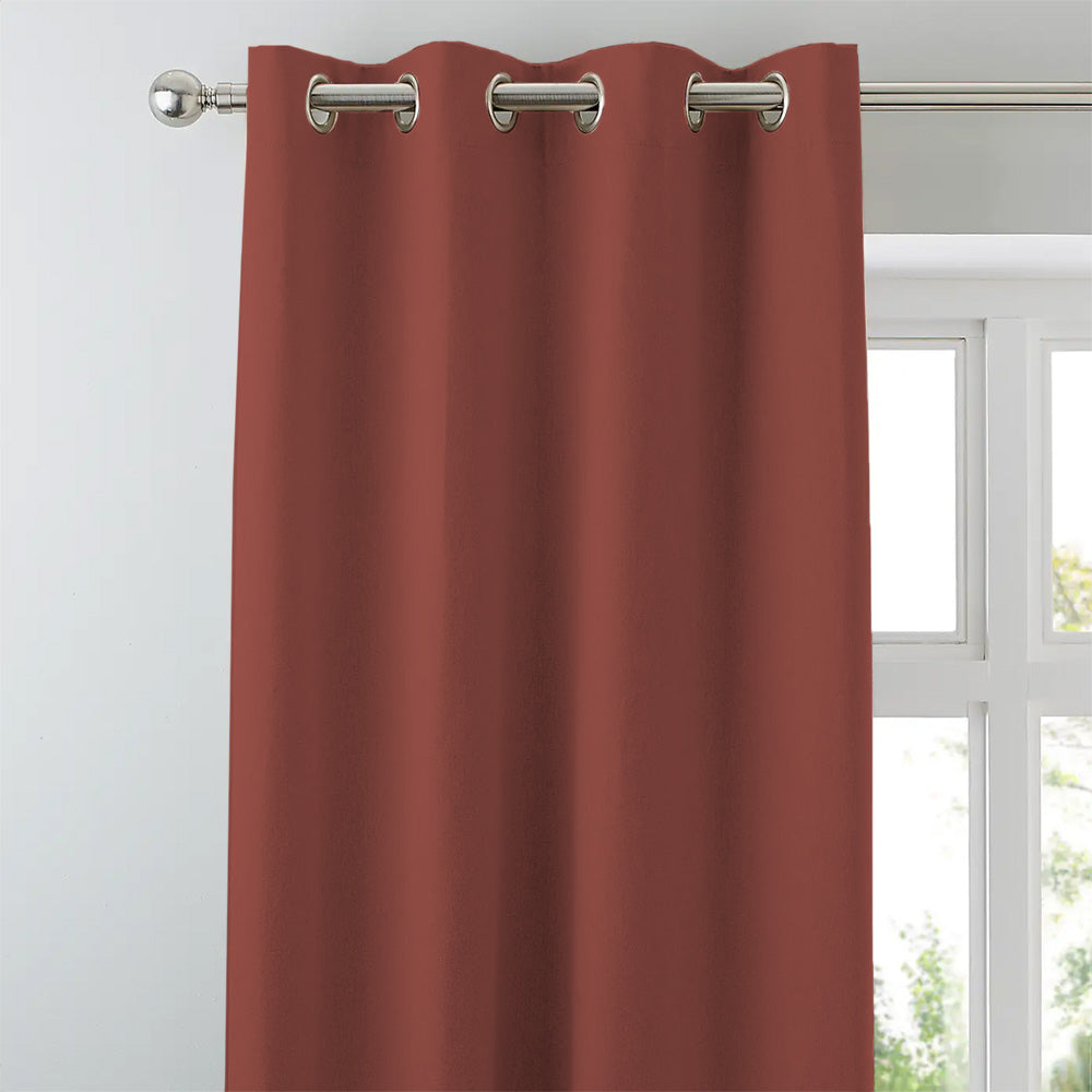 Jacquard Room Darkening Curtains in Redwood Red Set Of 2 - (P31)
