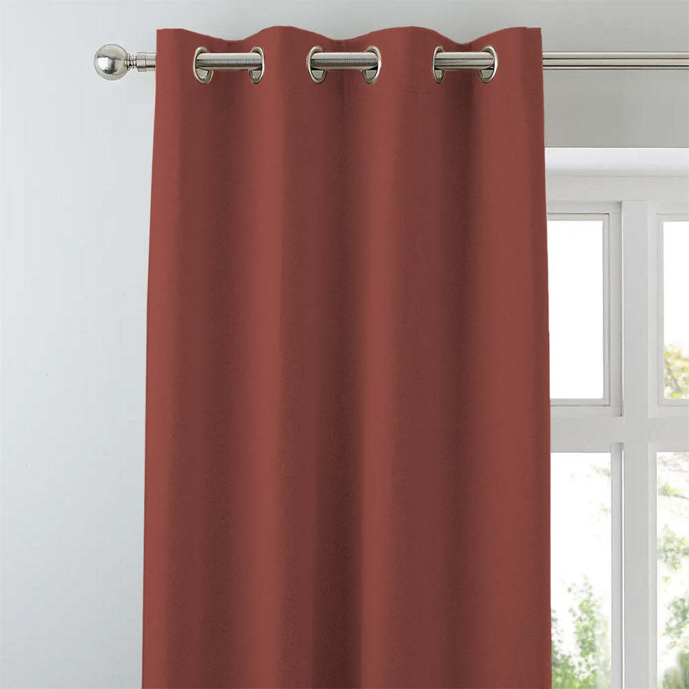 Jacquard Room Darkening Curtains in Redwood Red Set Of 2 - (P31)