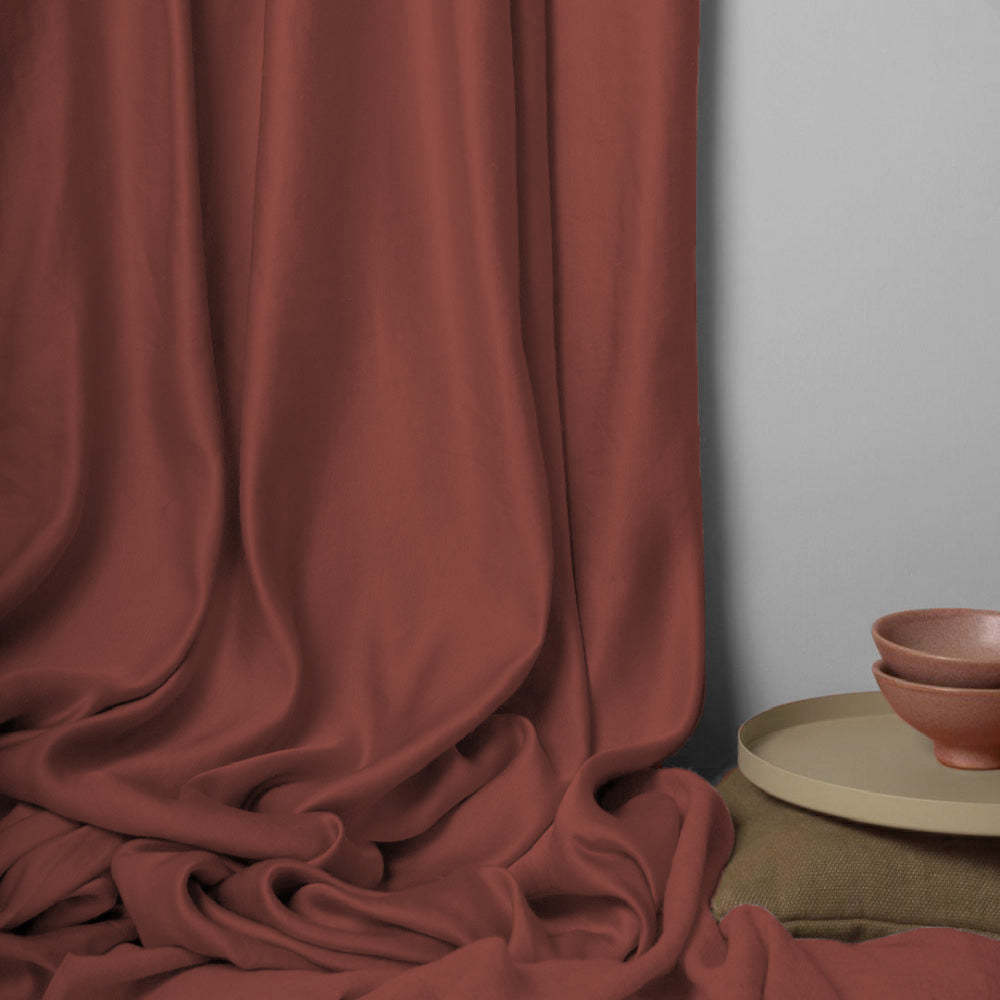 Jacquard Room Darkening Curtains in Redwood Red Set Of 2 - (P31)