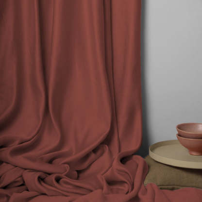 Jacquard Room Darkening Curtains in Redwood Red Set Of 2 - (P31)