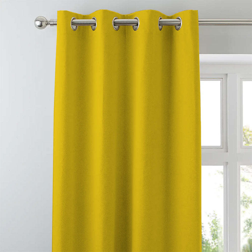 Jacquard Room Darkening Curtains in Pineapple Yellow Set Of 2 - (P310)
