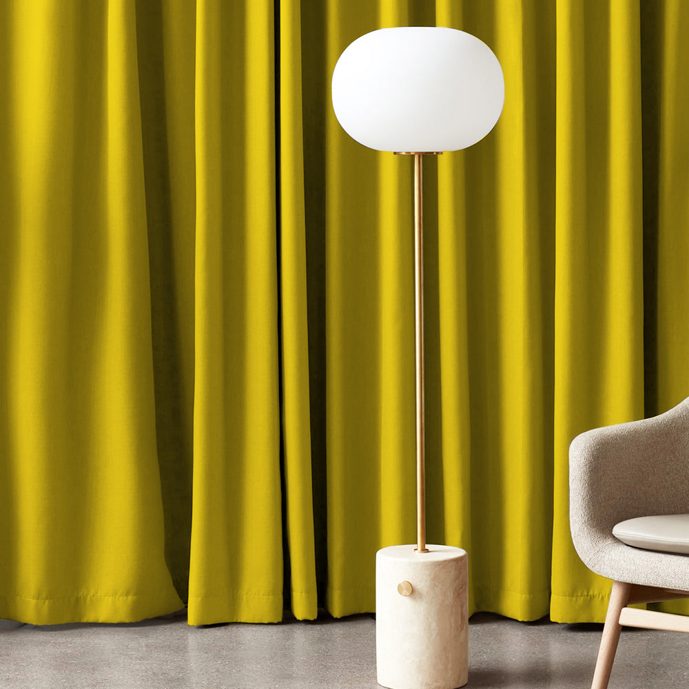 Jacquard Room Darkening Curtains in Pineapple Yellow Set Of 2 - (P310)