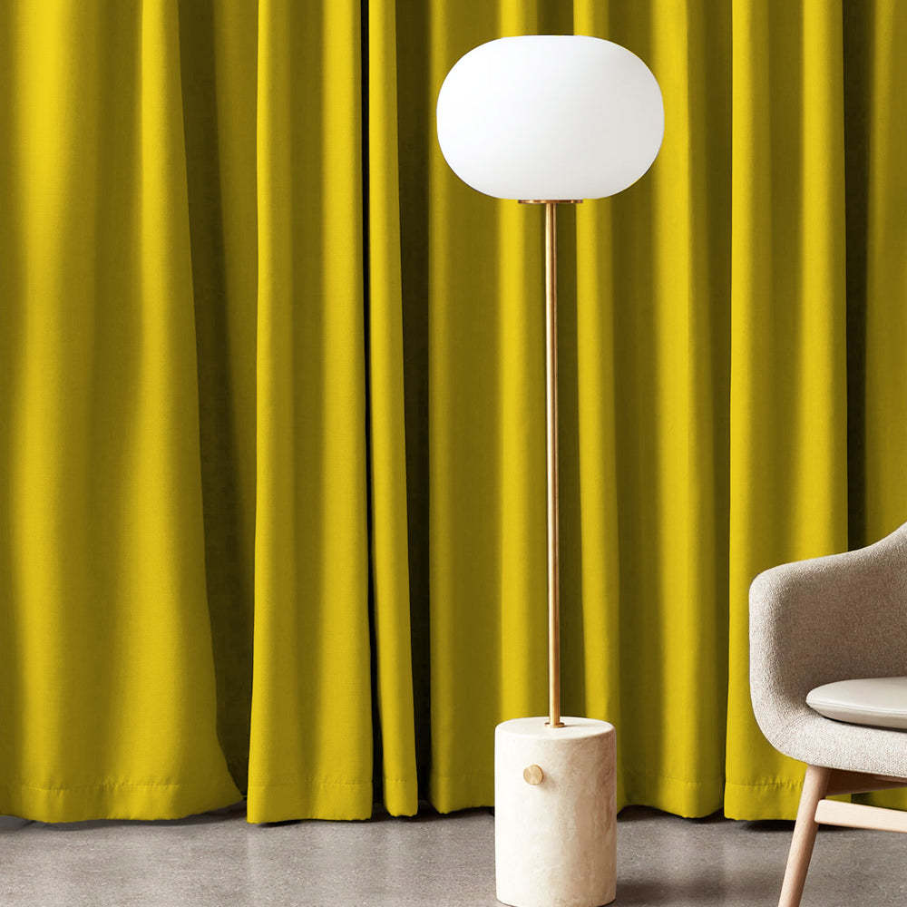 Jacquard Room Darkening Curtains in Pineapple Yellow Set Of 2 - (P310)