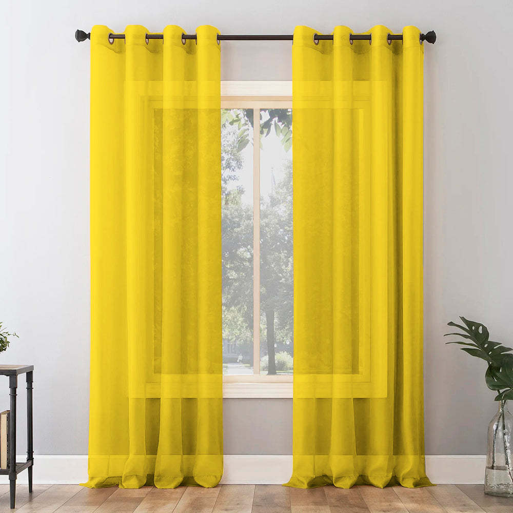 Jacquard Room Darkening Curtains in Pineapple Yellow Set Of 2 - (P310)