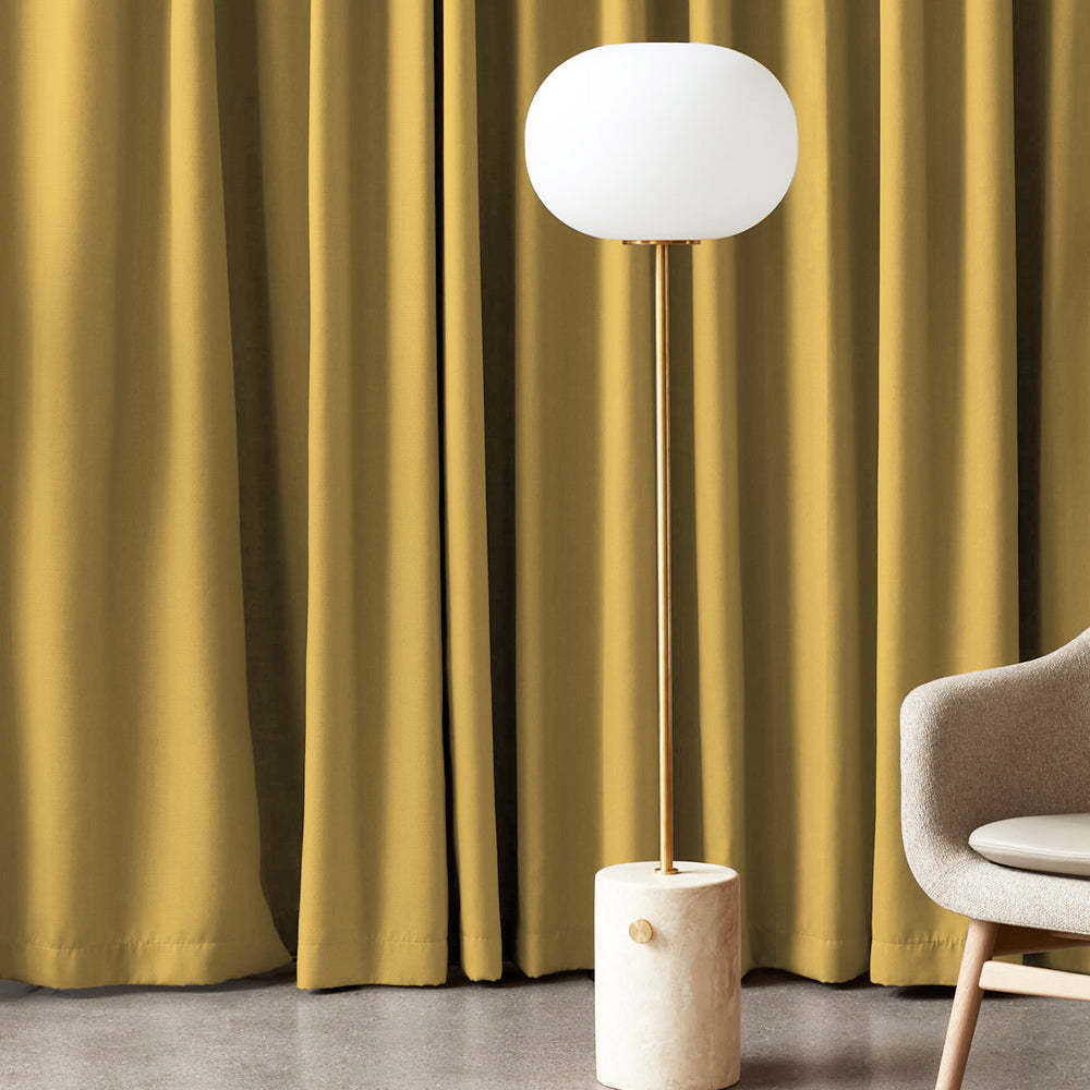 Jacquard Room Darkening Curtains in Melon Yellow Set Of 2 - (P311)