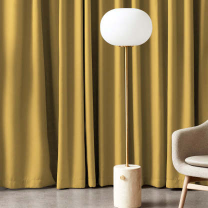 Jacquard Room Darkening Curtains in Melon Yellow Set Of 2 - (P311)