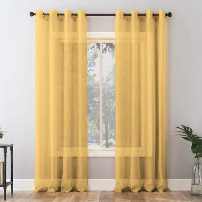 Jacquard Room Darkening Curtains in Melon Yellow Set Of 2 - (P311)