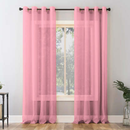 Jacquard Room Darkening Curtains in Tickle me Pink Set Of 2 - (P313)
