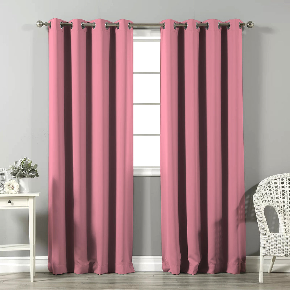 Jacquard Room Darkening Curtains in Tickle me Pink Set Of 2 - (P313)