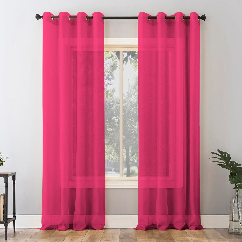 Jacquard Room Darkening Curtains in Beet Red Set Of 2 - (P314)