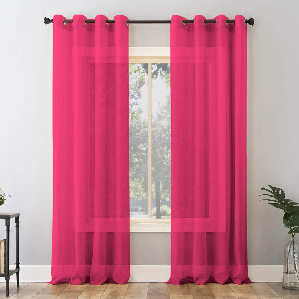 Jacquard Room Darkening Curtains in Beet Red Set Of 2 - (P314)