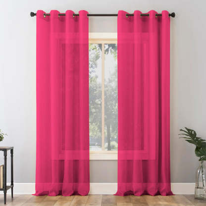 Jacquard Room Darkening Curtains in Beet Red Set Of 2 - (P314)