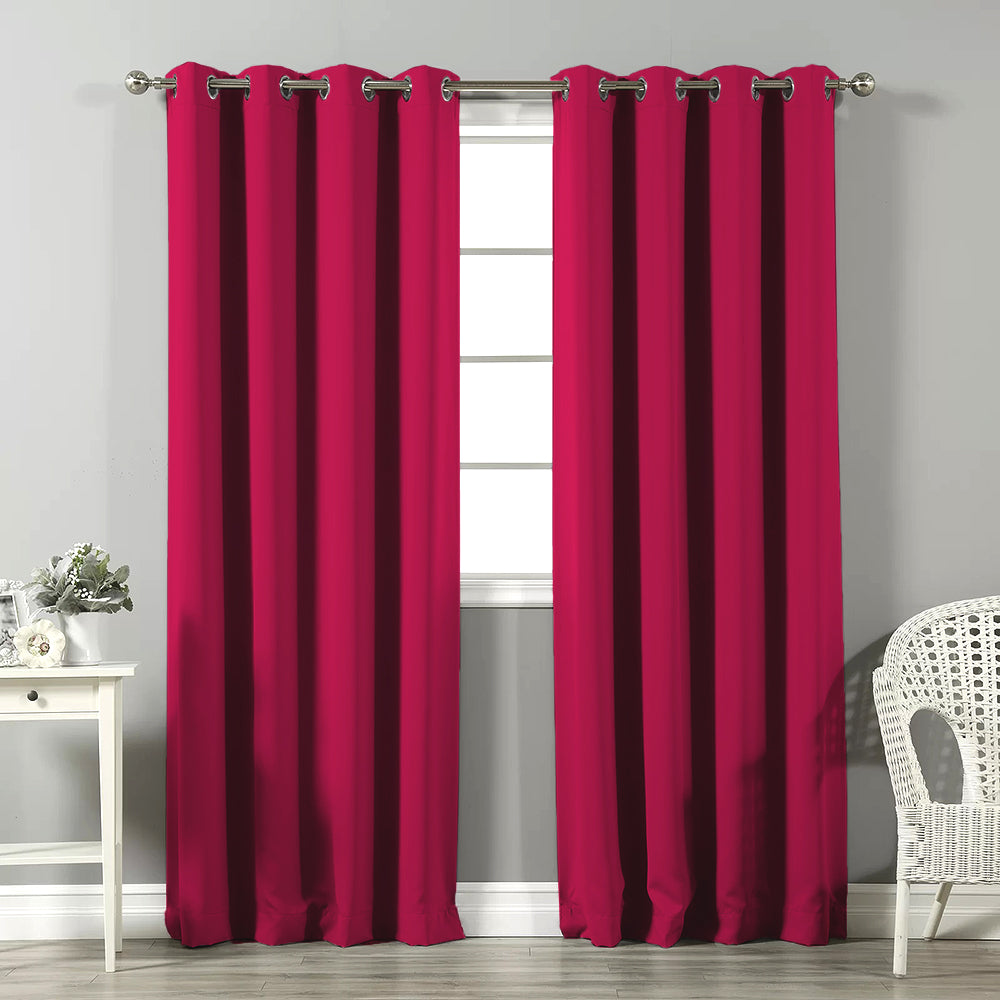 Jacquard Room Darkening Curtains in Beet Red Set Of 2 - (P314)