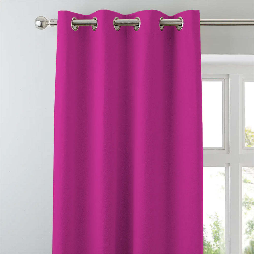 Jacquard Room Darkening Curtains in Neon Pink Set Of 2 - (P315)