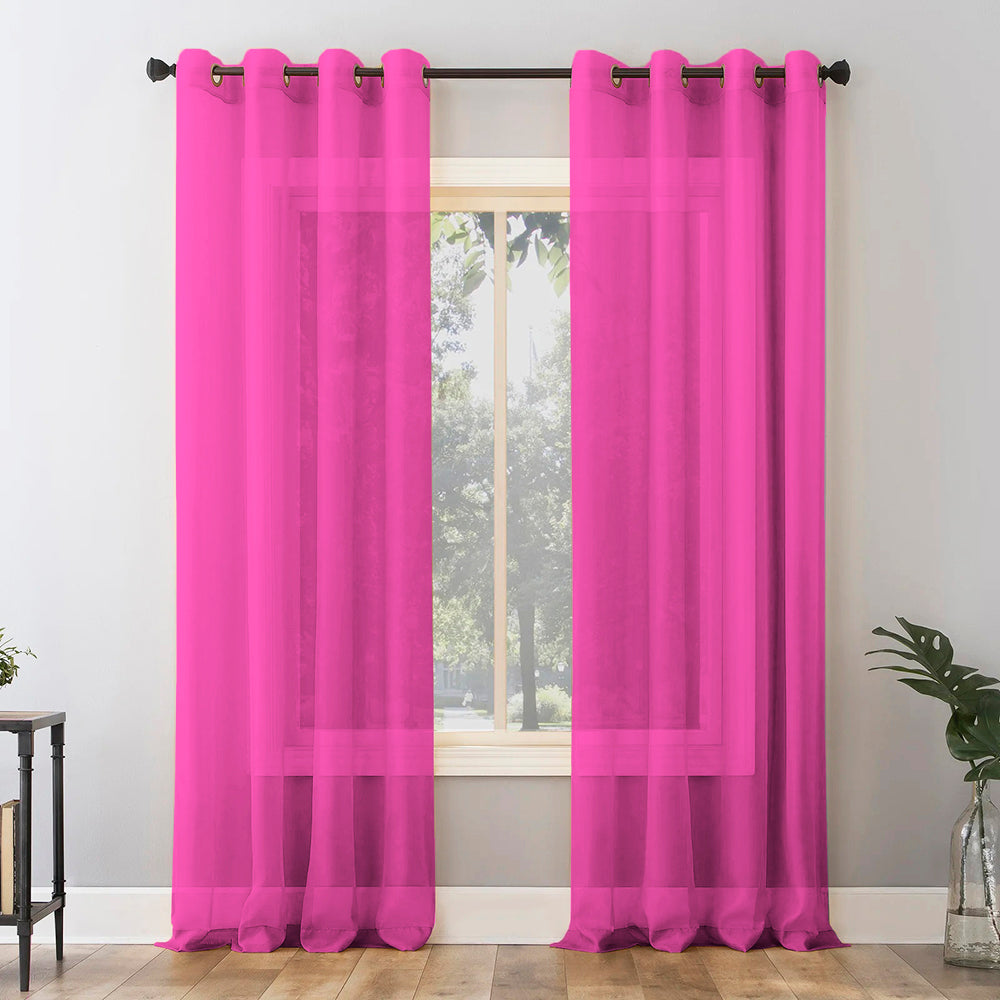Jacquard Room Darkening Curtains in Neon Pink Set Of 2 - (P315)