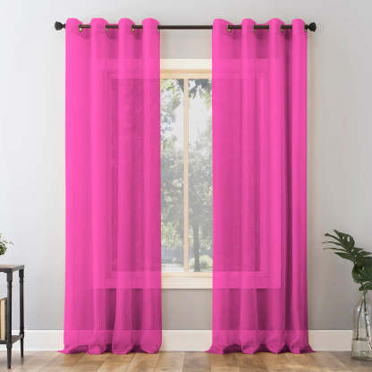 Jacquard Room Darkening Curtains in Neon Pink Set Of 2 - (P315)
