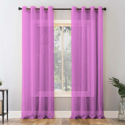 Jacquard Room Darkening Curtains in Orchid Purple Set Of 2 - (P316)