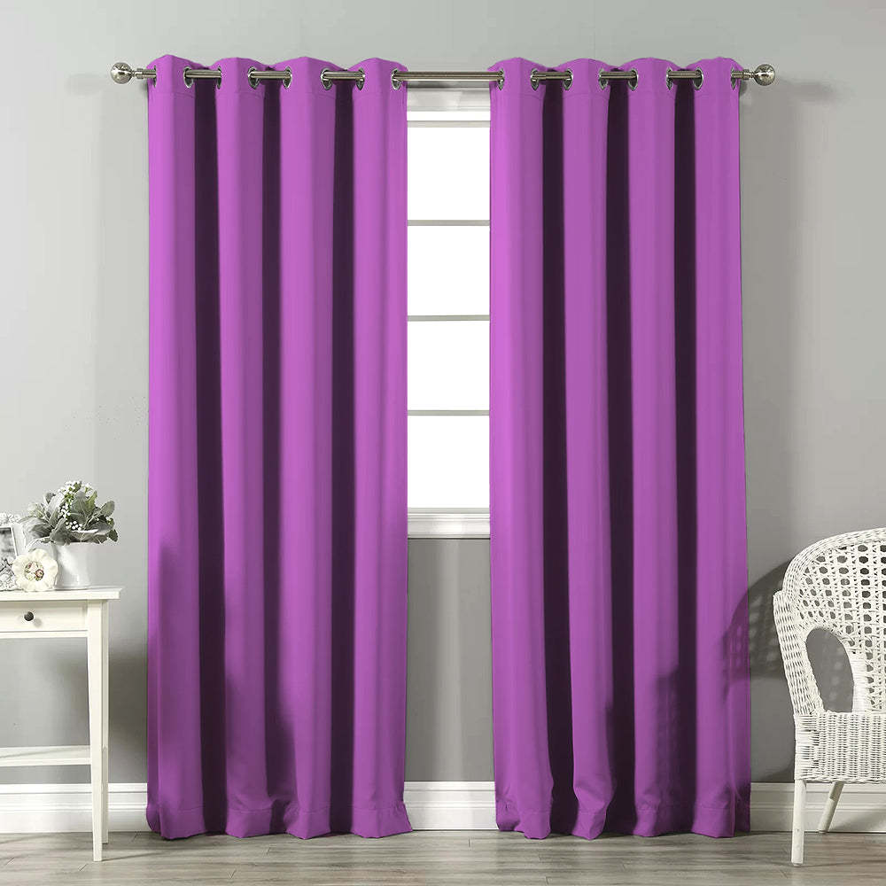 Jacquard Room Darkening Curtains in Orchid Purple Set Of 2 - (P316)