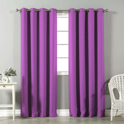 Jacquard Room Darkening Curtains in Orchid Purple Set Of 2 - (P316)