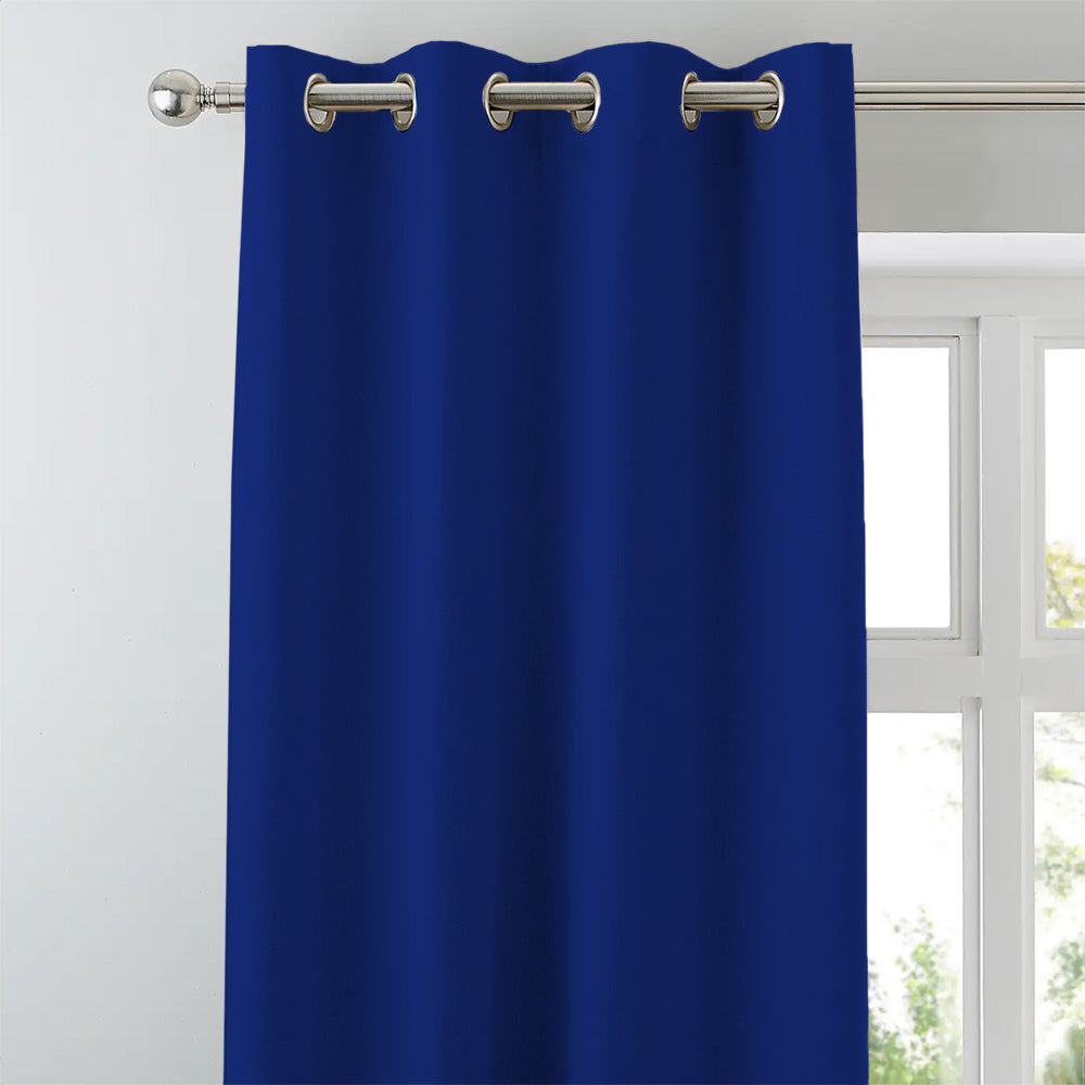 Jacquard Room Darkening Curtains in Royal Blue Set Of 2 - (P318)