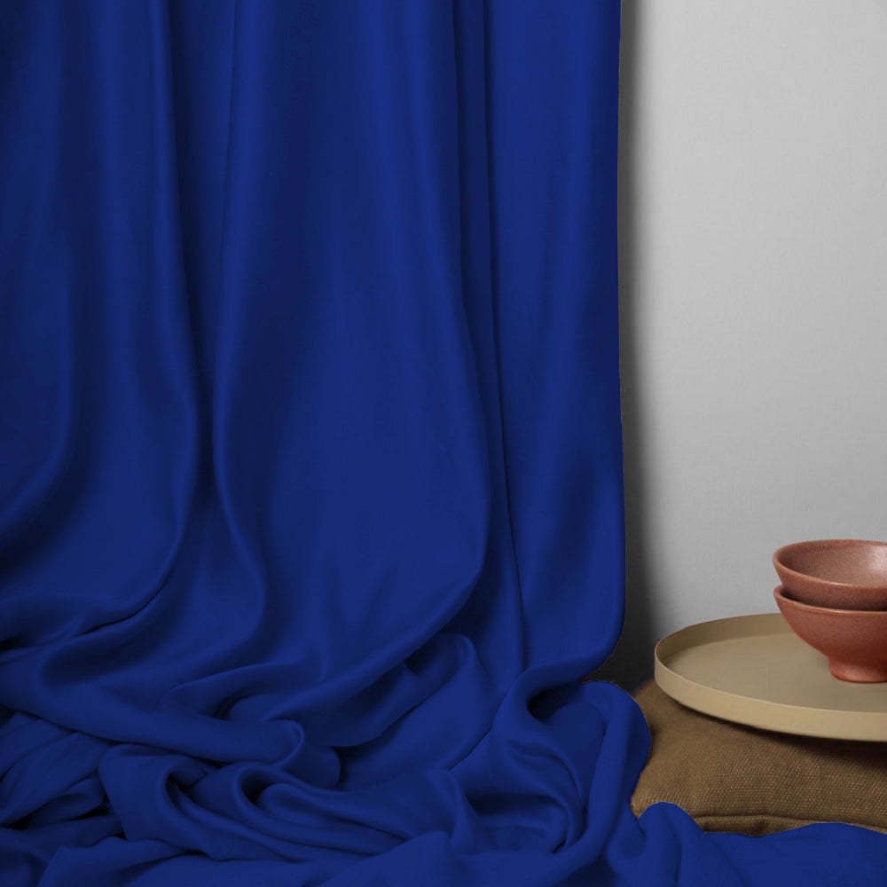 Jacquard Room Darkening Curtains in Royal Blue Set Of 2 - (P318)