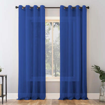 Jacquard Room Darkening Curtains in Royal Blue Set Of 2 - (P318)
