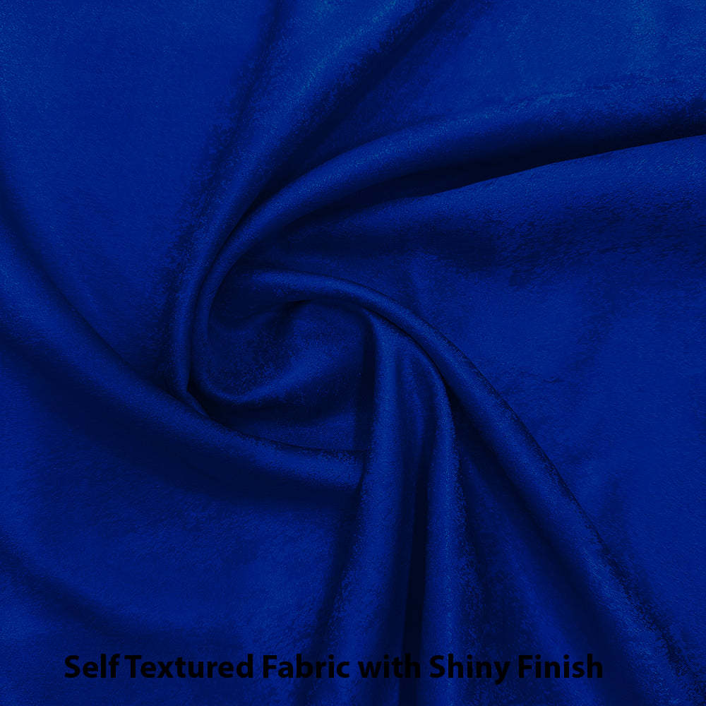 Jacquard Room Darkening Curtains in Royal Blue Set Of 2 - (P318)