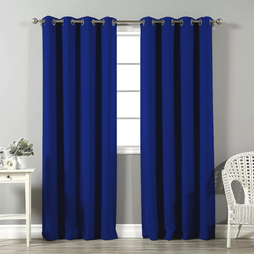 Jacquard Room Darkening Curtains in Royal Blue Set Of 2 - (P318)