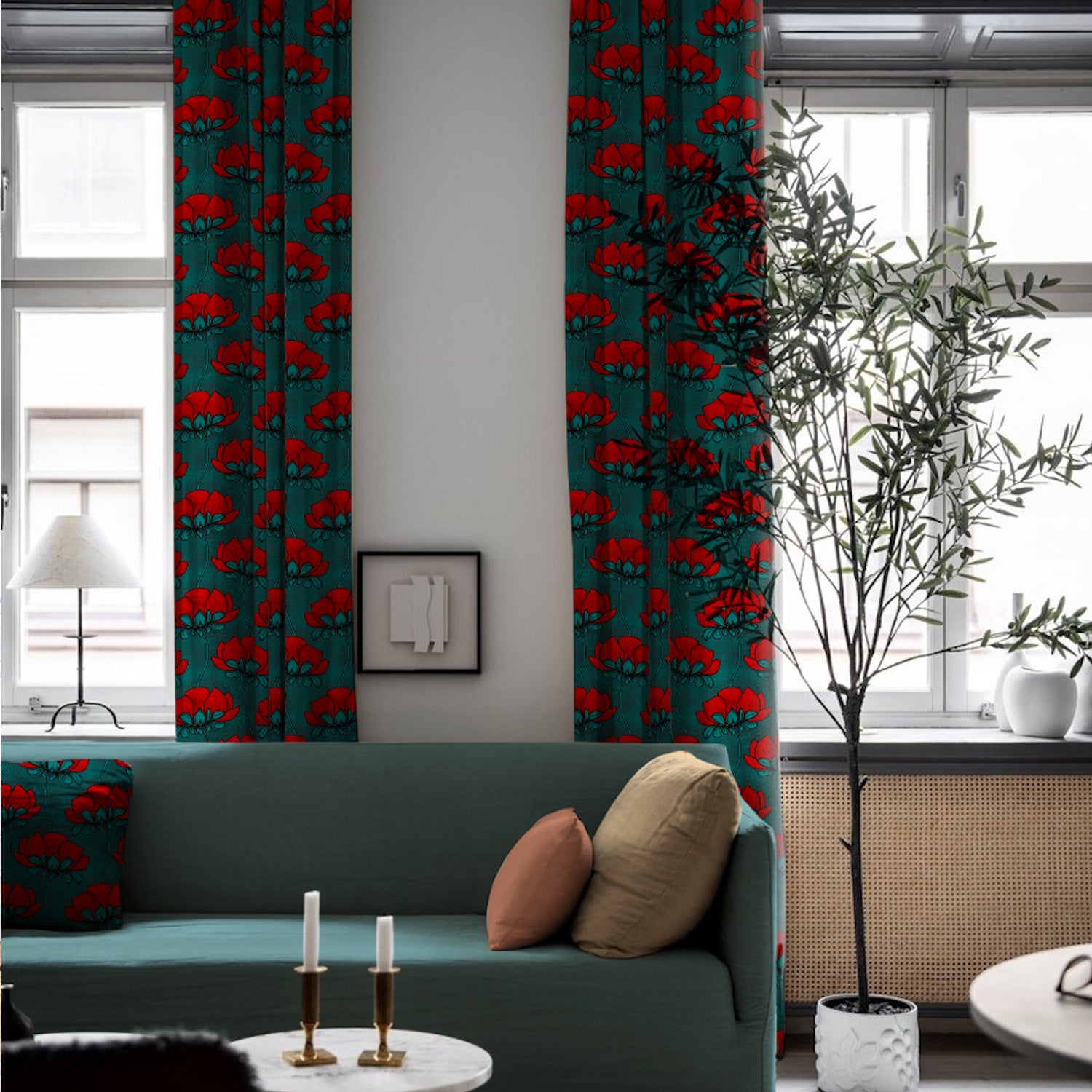 Elegent Indie Print Matt Finish Room Darkening Curtain Set of 2 MTDS318A