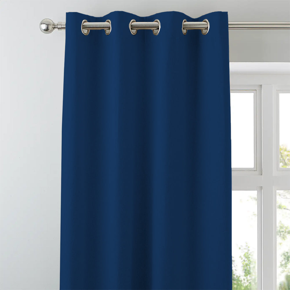 Jacquard Room Darkening Curtains in Indigo Dye Blue Set Of 2 - (P319)
