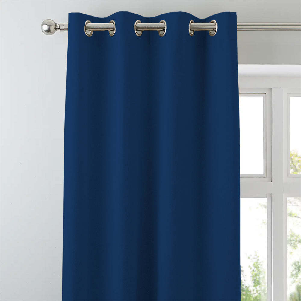 Jacquard Room Darkening Curtains in Indigo Dye Blue Set Of 2 - (P319)